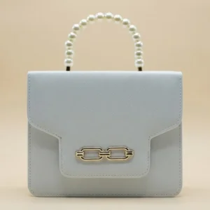 Miamiluxe Lustre Pearl Tote – Elegant White Handbag with Pearl Handle
